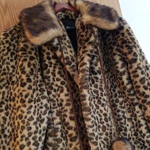 Leopard print faux fur jacket